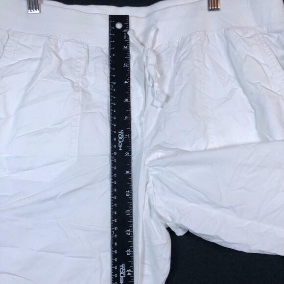 Talbots Womens Pants White High Rise Pull On Drawstring Ankle 100% Cotton 10 - Picture 7 of 11